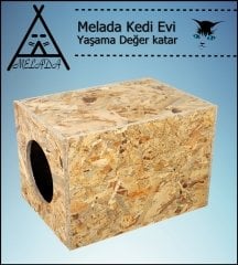 Melada Kedi Evi Dış Ortam Uygun Ahşap Kedi Evi OSB 34x27x24 cm