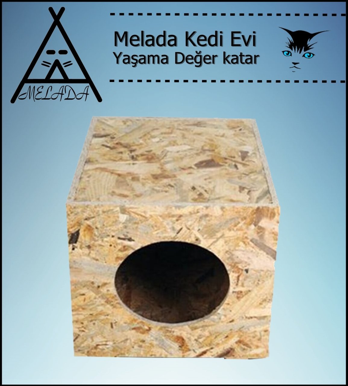 Melada Kedi Evi Dış Ortam Uygun Ahşap Kedi Evi OSB 34x27x24 cm