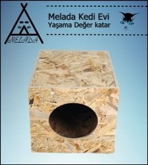 Melada Kedi Evi Dış Ortam Uygun Ahşap Kedi Evi OSB 34x27x24 cm