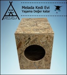 Melada Kedi Evi Dış Ortam Uygun Ahşap Kedi Evi OSB 43x41x29 cm