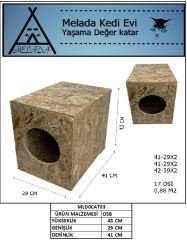 Melada Kedi Evi Dış Ortam Uygun Ahşap Kedi Evi OSB 43x41x29 cm