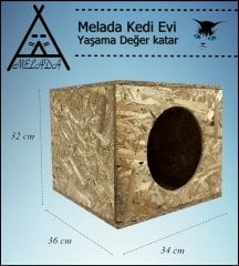 Melada Kedi Evi Dış Ortam Uygun Ahşap Kedi Evi OSB 36x34x32 cm