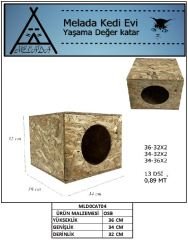 Melada Kedi Evi Dış Ortam Uygun Ahşap Kedi Evi OSB 36x34x32 cm