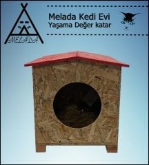 Melada Kedi Evi Dış Ortam Uygun Ahşap Kedi Evi OSB 39x37x34 cm