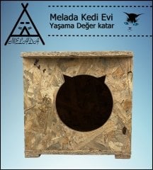 Melada Kedi Evi Dış Ortam Uygun Ahşap Kedi Evi OSB 45x35x34 cm