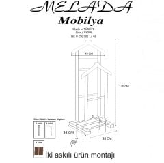 Melada Mobilya Gürgen Çift Tepeli Dilsiz Uşak Cilalı Ceviz Sehpalı