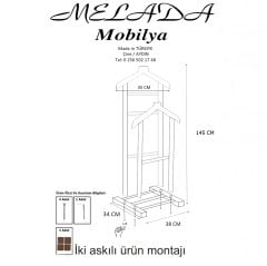 Melada Mobilya Gürgen Çift Tepeli Dilsiz Uşak Cilalı Ceviz Double 145 cm