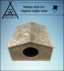 Melada Kedi Evi Dış Ortam Uygun Ahşap Kedi Evi OSB 50x50x35 cm