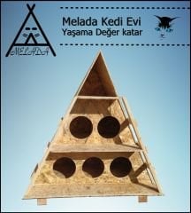 Melada Kedi Evi Dış Ortam Uygun Ahşap Kedi Evi OSB 100x90x55 cm
