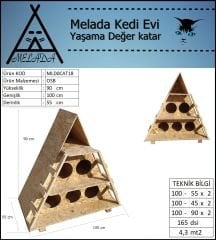 Melada Kedi Evi Dış Ortam Uygun Ahşap Kedi Evi OSB 100x90x55 cm