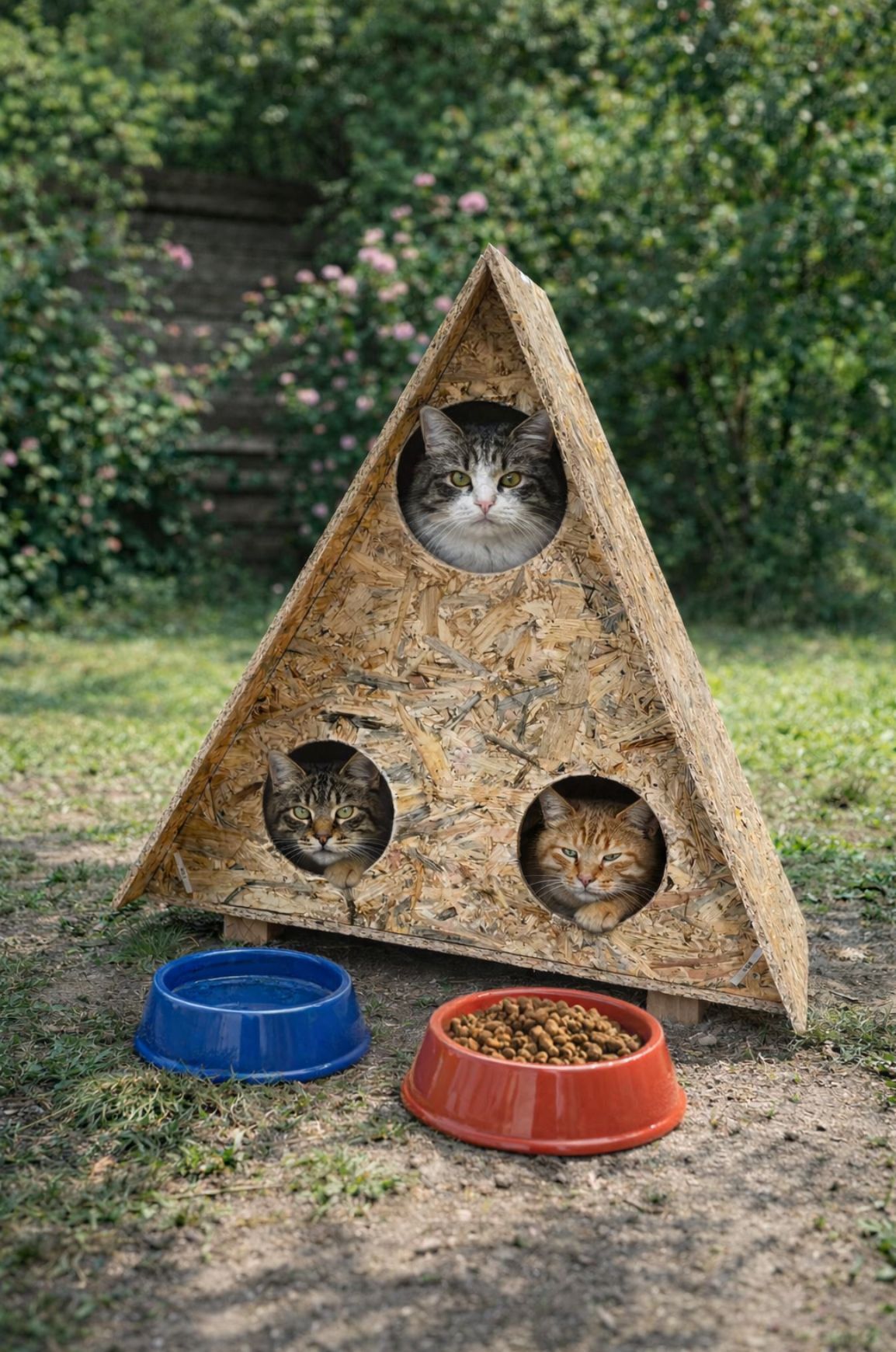 Melada Kedi Evi Dış Ortam Uygun Ahşap Kedi Evi OSB 78x76x35 cm