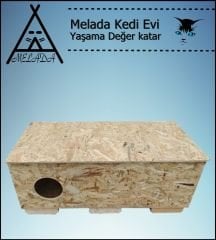 Melada Kedi Evi Dış Ortam Uygun Ahşap Kedi Evi OSB 100x50x40 cm