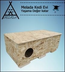 Melada Kedi Evi Dış Ortam Uygun Ahşap Kedi Evi OSB 100x50x40 cm