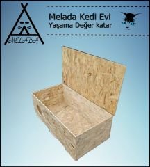 Melada Kedi Evi Dış Ortam Uygun Ahşap Kedi Evi OSB 100x50x40 cm