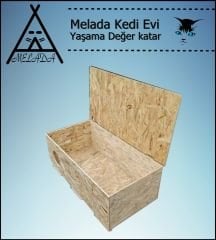Melada Kedi Evi Dış Ortam Uygun Ahşap Kedi Evi OSB 100x50x40 cm