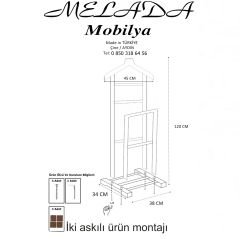 Melada Mobilya Gürgen Çift Tepeli Dilsiz Uşak Ceviz Basic