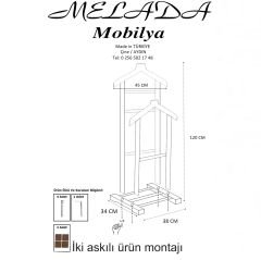 Melada Mobilya Gürgen 155 cm Çift Tepeli Dilsiz Uşak Ceviz Cilalı Double