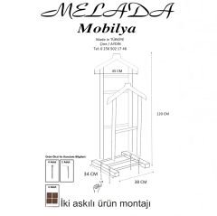 Melada Mobilya Gürgen 125 cm Çift Tepeli Dilsiz Uşak Siyah