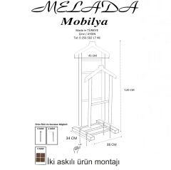 Melada Mobilya Gürgen Tekli Dilsiz Uşak Ceviz Cilalı 155 cm