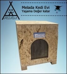 Melada Kedi Evi Dış Ortam Uygun Ahşap Kedi Evi OSB 40x37x34 cm