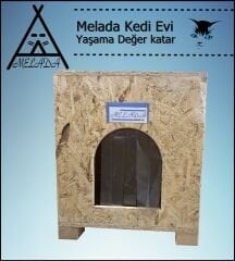 Melada Kedi Evi Dış Ortam Uygun Ahşap Kedi Evi OSB 40x37x34 cm