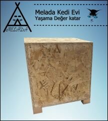 Melada Kedi Evi Dış Ortam Uygun Ahşap Kedi Evi OSB 40x37x34 cm