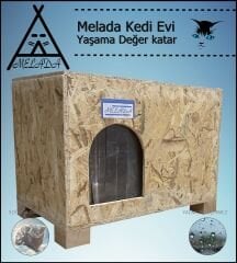Melada Kedi Evi Dış Ortam Uygun Ahşap Kedi Evi OSB 61x41x36 cm
