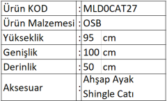Melada Kedi Evi Dış Ortam Uygun Ahşap Kedi Evi OSB 100X95X50 cm