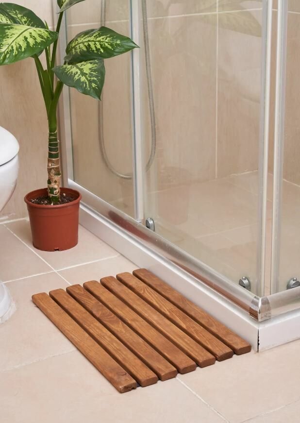 Kadima Banyo Küvet Duşakabin Ahşap Paspas Banyo Paspası Kaydırmaz Katlanabilir 60x30 Cm