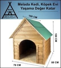 Melada Köpek Kulübesi Büyük Boy Ahşap 100x100x78 cm