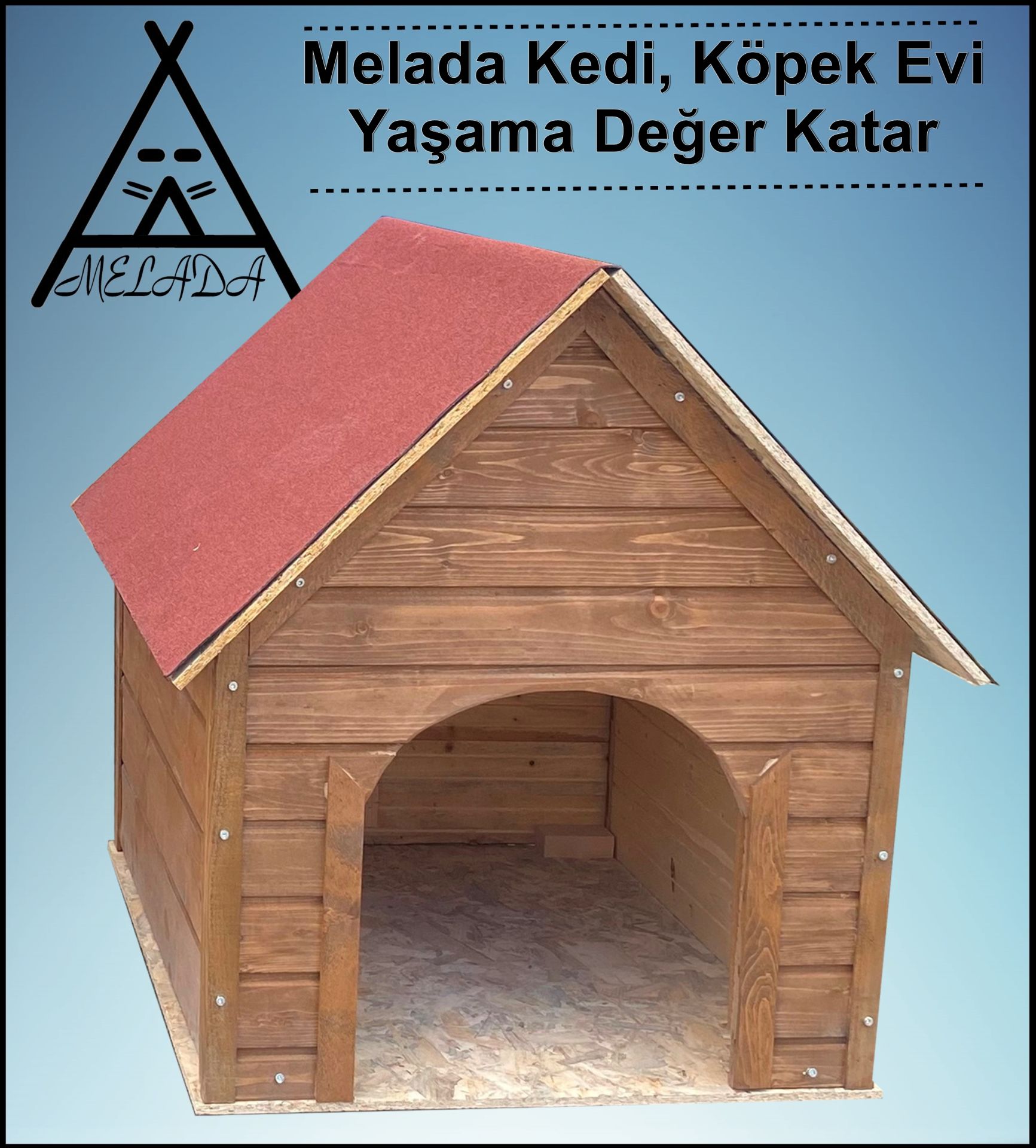Melada Köpek Kulübesi Büyük Boy Ahşap Ceviz 100x100x78 cm