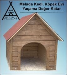 Melada Köpek Kulübesi Büyük Boy Ahşap Ceviz 100x100x78 cm