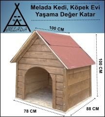 Melada Köpek Kulübesi Büyük Boy Ahşap Ceviz 100x100x78 cm