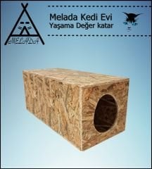 Melada Kedi Evi Dış Ortam Uygun Ahşap Kedi Evi OSB 60x40x40 cm