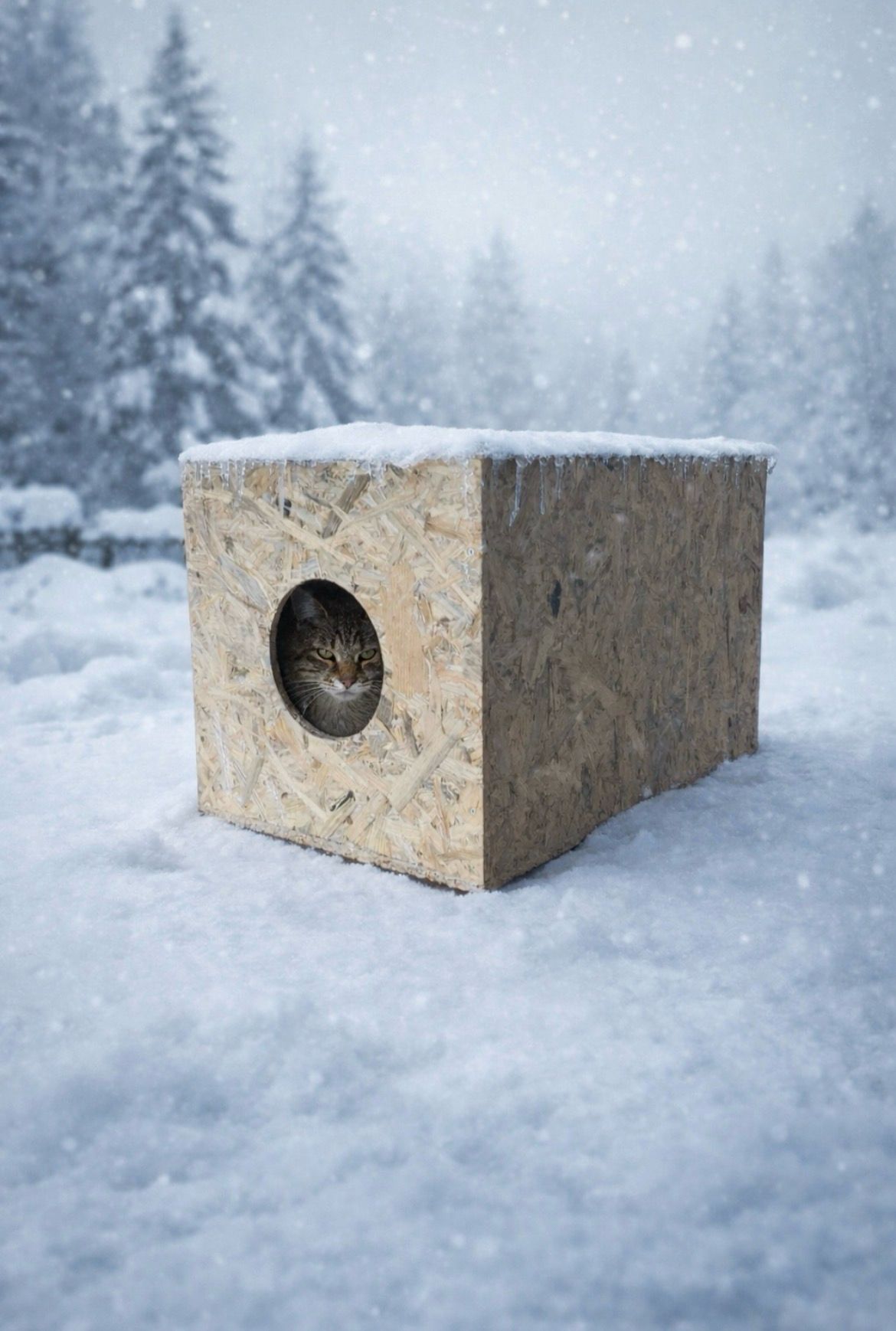 Melada Kedi Evi Dış Ortam Uygun Ahşap Kedi Evi OSB 60x40x40 cm