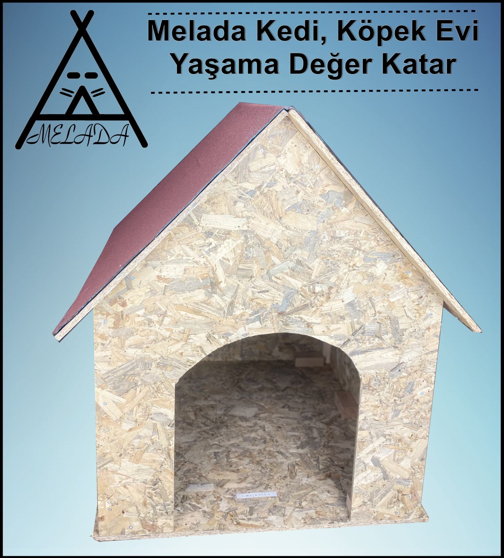 Melada Köpek Kulübesi Büyük Boy OSB  XL Kırmızı Çatılı100x100x78 cm