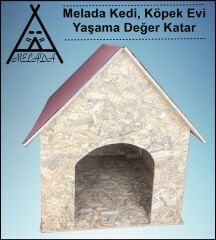 Melada Köpek Kulübesi Büyük Boy OSB  XL Kırmızı Çatılı100x100x78 cm