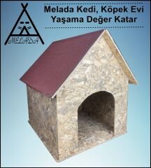 Melada Köpek Kulübesi Büyük Boy OSB  XL Kırmızı Çatılı100x100x78 cm