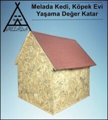 Melada Köpek Kulübesi Büyük Boy OSB  XL Kırmızı Çatılı100x100x78 cm
