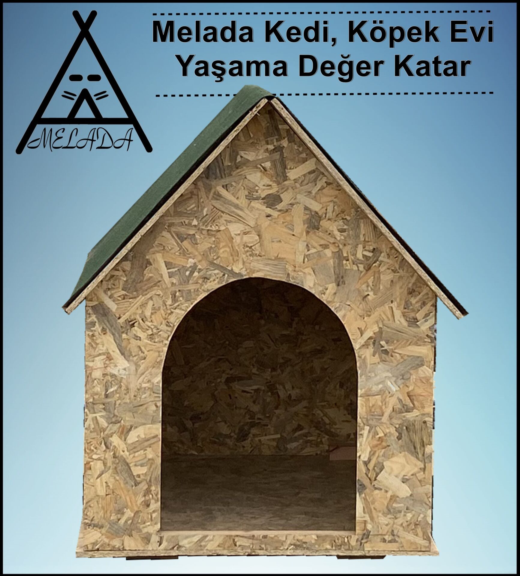 Melada Köpek Kulübesi Büyük Boy OSB XL Yeşil Çatılı 100x100x78 cm