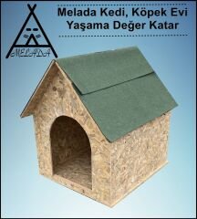Melada Köpek Kulübesi Büyük Boy OSB XL Yeşil Çatılı 100x100x78 cm