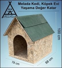 Melada Köpek Kulübesi Büyük Boy OSB XL Yeşil Çatılı 100x100x78 cm