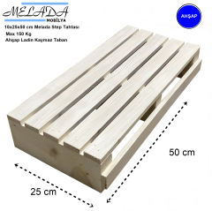 10 cm Yükseklikte Doğal Ahşaptan Ev Içi Kullanıma Uygun Kaymaz Tabanlı Step Tahtası 10x25x50 cm