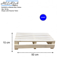 10 cm Yükseklikte Doğal Ahşaptan Ev Içi Kullanıma Uygun Kaymaz Tabanlı Step Tahtası 10x25x50 cm