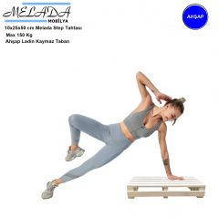 10 cm Yükseklikte Doğal Ahşaptan Ev Içi Kullanıma Uygun Kaymaz Tabanlı Step Tahtası 10x25x50 cm