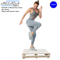 10 cm Yükseklikte Doğal Ahşaptan Ev Içi Kullanıma Uygun Kaymaz Tabanlı Step Tahtası 10x25x50 cm