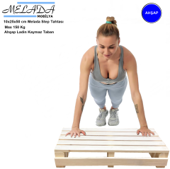 10 cm Yükseklikte Doğal Ahşaptan Ev Içi Kullanıma Uygun Kaymaz Tabanlı Step Tahtası 10x25x50 cm