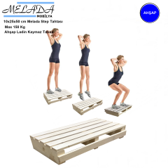 10 cm Yükseklikte Doğal Ahşaptan Ev Içi Kullanıma Uygun Kaymaz Tabanlı Step Tahtası 10x25x50 cm
