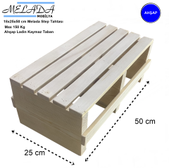 18 cm Yükseklikte Doğal Ahşaptan Ev içi Kullanıma Uygun Kaymaz Tabanlı Step Tahtası 18x25x50 cm