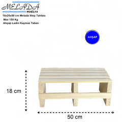 18 cm Yükseklikte Doğal Ahşaptan Ev içi Kullanıma Uygun Kaymaz Tabanlı Step Tahtası 18x25x50 cm